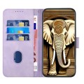 For iPhone 14 Plus YX0060 Elephant Head Embossed Phone Leather Case with Lanyard(Light Purple)