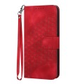 For iPhone 14 YX0060 Elephant Head Embossed Phone Leather Case with Lanyard(Red)