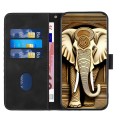 For iPhone 14 Pro Max YX0060 Elephant Head Embossed Phone Leather Case with Lanyard(Black)