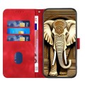 For iPhone 13 Pro Max YX0060 Elephant Head Embossed Phone Leather Case with Lanyard(Red)