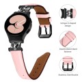 For Samsung Galaxy Watch6 / 6 Classic M Letter D-shaped Twill Leather Watch Band(Black Pink)