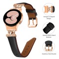 For Samsung Galaxy Watch6 / 6 Classic M Letter D-shaped Twill Leather Watch Band(Rose Gold Black)