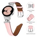 For Samsung Galaxy Watch6 / 6 Classic M Letter D-shaped Twill Leather Watch Band(Silver Pink)