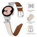For Samsung Galaxy Watch6 / 6 Classic M Letter D-shaped Twill Leather Watch Band(Silver Apricot)