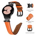 For Samsung Galaxy Watch6 / 6 Classic Crown D-shaped Twill Leather Watch Band(Black Orange)