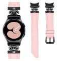 For Samsung Galaxy Watch6 / 6 Classic Crown D-shaped Twill Leather Watch Band(Black Pink)