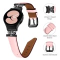 For Samsung Galaxy Watch6 / 6 Classic Crown D-shaped Twill Leather Watch Band(Black Pink)