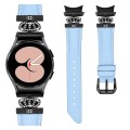 For Samsung Galaxy Watch6 / 6 Classic Crown D-shaped Twill Leather Watch Band(Black Blue)