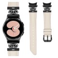 For Samsung Galaxy Watch6 / 6 Classic Crown D-shaped Twill Leather Watch Band(Black Apricot)