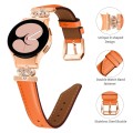 For Samsung Galaxy Watch6 / 6 Classic Crown D-shaped Twill Leather Watch Band(Rose Gold Orange)