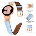 For Samsung Galaxy Watch6 / 6 Classic Crown D-shaped Twill Leather Watch Band(Rose Gold Blue)