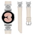 For Samsung Galaxy Watch6 / 6 Classic Crown D-shaped Twill Leather Watch Band(Silver Apricot)