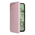 For Google Pixel 8a Carbon Fiber Texture Flip Leather Phone Case(Pink)