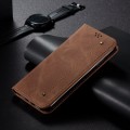 For Motorola Moto G34 Denim Texture Flip Leather Phone Case(Brown)