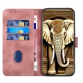 For Motorola Moto E13 YX0060 Elephant Head Embossed Phone Leather Case with Lanyard(Pink)