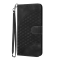 For Motorola Moto E13 YX0060 Elephant Head Embossed Phone Leather Case with Lanyard(Black)