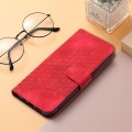 For Motorola Moto G14 YX0060 Elephant Head Embossed Phone Leather Case with Lanyard(Red)