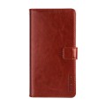 For iPhone 15 Pro Max idewei Crazy Horse Texture Leather Phone Case with Holder(Brown)