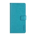 For iPhone 15 Pro idewei Crazy Horse Texture Leather Phone Case with Holder(Sky Blue)