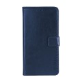 For iPhone 15 Pro idewei Crazy Horse Texture Leather Phone Case with Holder(Blue)