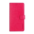 For iPhone 15 idewei Crazy Horse Texture Leather Phone Case with Holder(Rose Red)