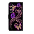 For Samsung Galaxy S24+ 5G Crystal 3D Shockproof Protective Leather Phone Case(Purple Flower Butterf