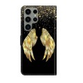 For Samsung Galaxy S24 Ultra 5G Crystal 3D Shockproof Protective Leather Phone Case(Golden Wings)
