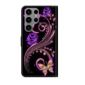 For Samsung Galaxy S24 Ultra 5G Crystal 3D Shockproof Protective Leather Phone Case(Purple Flower Bu