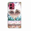 For Motorola Moto G84 Crystal 3D Shockproof Protective Leather Phone Case(Pink Diamond Heart)