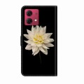 For Motorola Moto G84 Crystal 3D Shockproof Protective Leather Phone Case(White Flower)