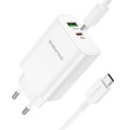 Borofone BN10 Sunlight PD 65W + USB 22.5W Dual Port Charger Set with Type-C to Type-C Cable, EU Plug