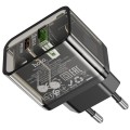 Hoco N34 Dazzling PD20W + QC3.0 Dual Port Charger, EU Plug(Black)