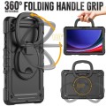 For Samsung Galaxy Tab A9+ Handle Silicone Hydric PC Tablet Case with Shoulder Strap(Black)