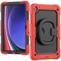 For Samsung Galaxy Tab A9+ Handle Silicone Hydric PC Tablet Case with Shoulder Strap(Red)