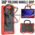 For Samsung Galaxy Tab A9+ Handle Silicone Hydric PC Tablet Case with Shoulder Strap(Red)