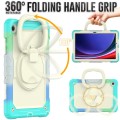 For Samsung Galaxy Tab A9+ Handle Silicone Hydric PC Tablet Case with Shoulder Strap(Colorful Blue)