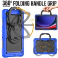 For Samsung Galaxy Tab A9+ Handle Silicone Hydric PC Tablet Case with Shoulder Strap(Dark Blue)