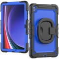 For Samsung Galaxy Tab A9+ Handle Silicone Hydric PC Tablet Case with Shoulder Strap(Dark Blue PC)
