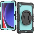 For Samsung Galaxy Tab A9+ Handle Silicone Hydric PC Tablet Case with Shoulder Strap(Light Blue)