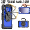 For Samsung Galaxy Tab A9 Handle Silicone Hydric PC Tablet Case with Shoulder Strap(Dark Blue PC)
