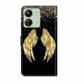 For Xiaomi Redmi 13C Crystal 3D Shockproof Protective Leather Phone Case(Golden Wings)