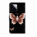 For Xiaomi 14 Crystal 3D Shockproof Protective Leather Phone Case(Pink Diamond Butterfly)