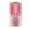 For Xiaomi 14 Pro Crystal 3D Shockproof Protective Leather Phone Case(Pink Bottom Butterfly)