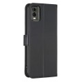 For Nokia C32 Four-leaf Embossed Leather Phone Case(Black)