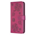 For Google Pixel 8 Four-leaf Embossed Leather Phone Case(Rose Red)