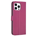 For iPhone 15 Pro Max Four-leaf Embossed Leather Phone Case(Rose Red)