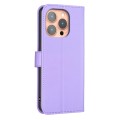 For iPhone 15 Pro Four-leaf Embossed Leather Phone Case(Purple)