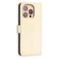 For iPhone 15 Pro Four-leaf Embossed Leather Phone Case(Gold)