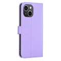 For iPhone 15 Four-leaf Embossed Leather Phone Case(Purple)