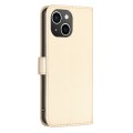 For iPhone 15 Four-leaf Embossed Leather Phone Case(Gold)